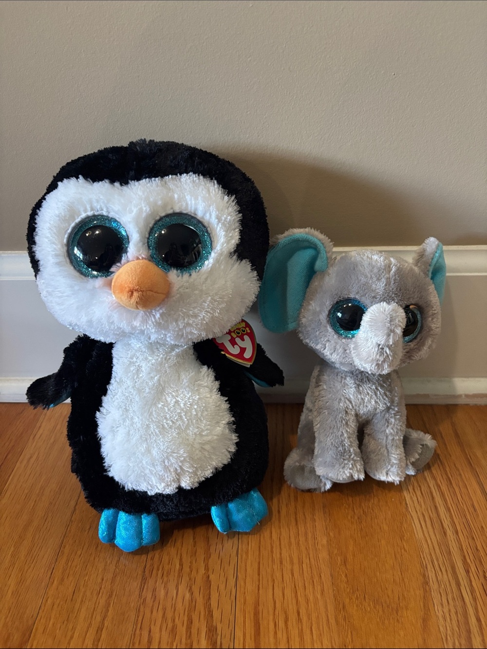 Ty Beanie Boos Penguin and Elephant Stuffed Animal